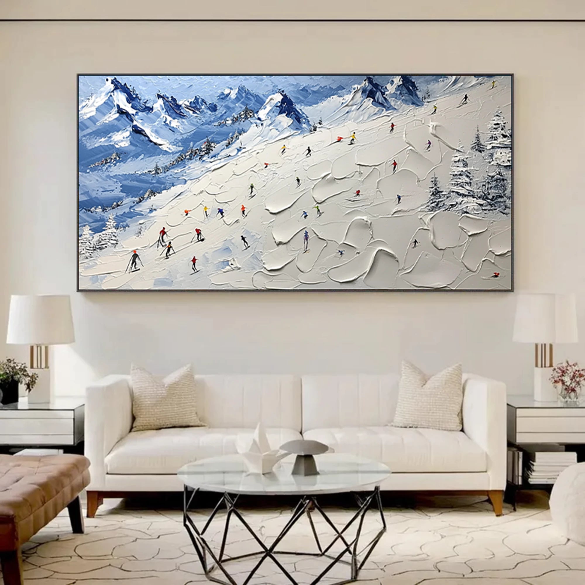 3D Impasto Winter Skiing Wall Art #AS278