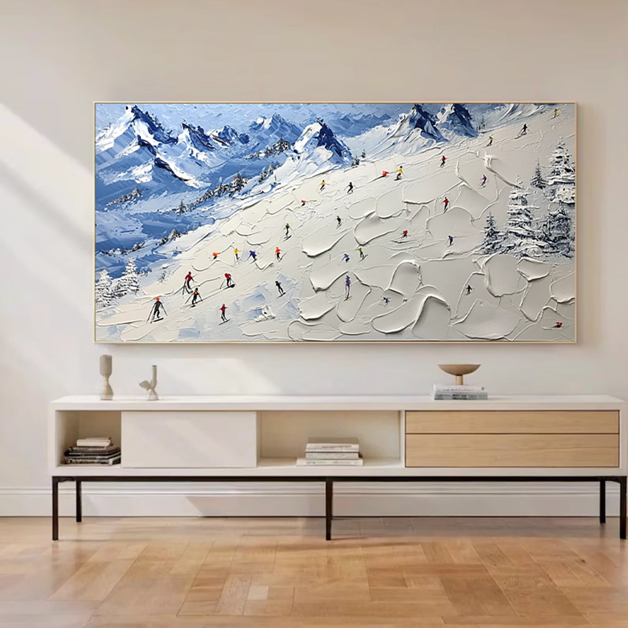 3D Impasto Winter Skiing Wall Art #AS278