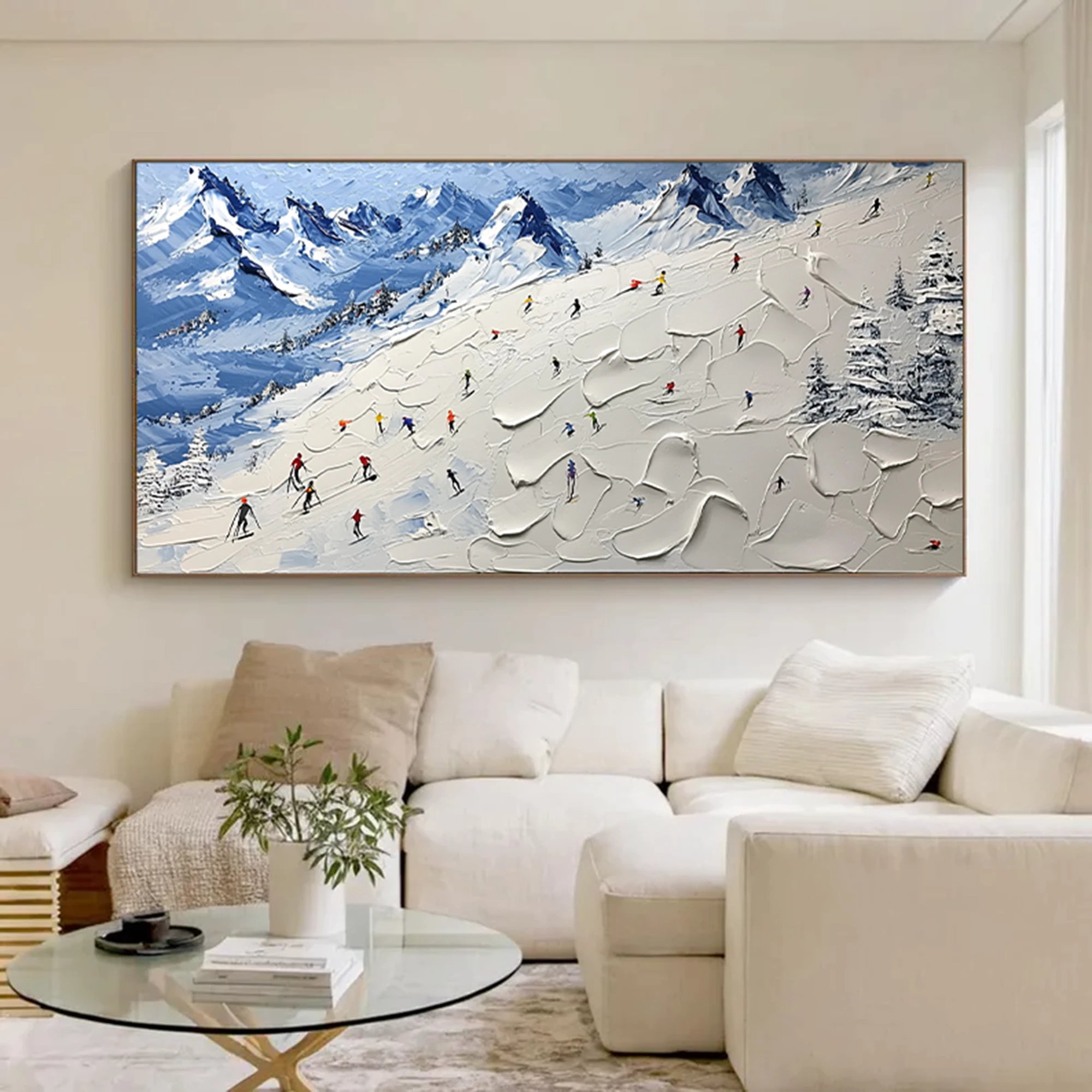 3D Impasto Winter Skiing Wall Art #AS278