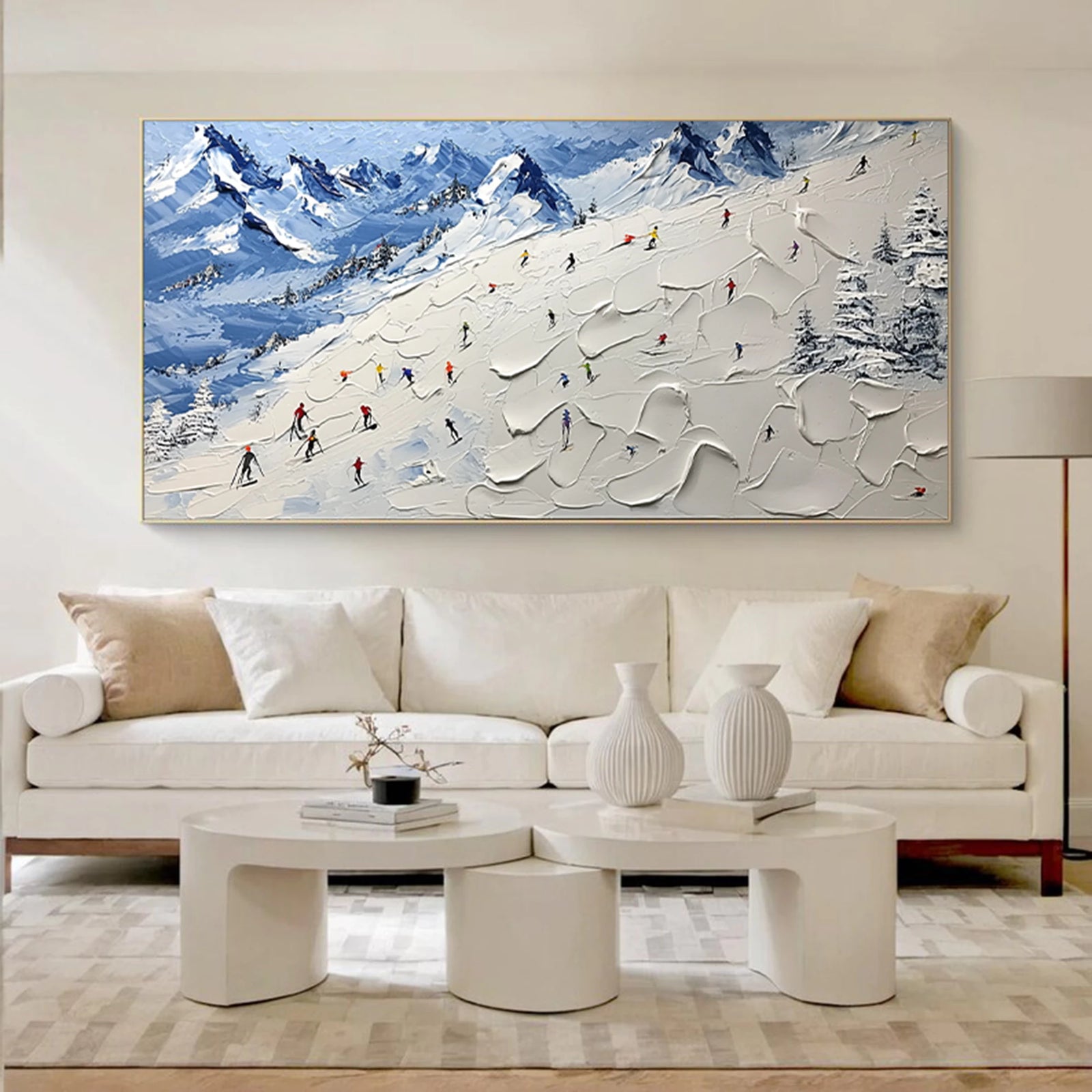 3D Impasto Winter Skiing Wall Art #AS278