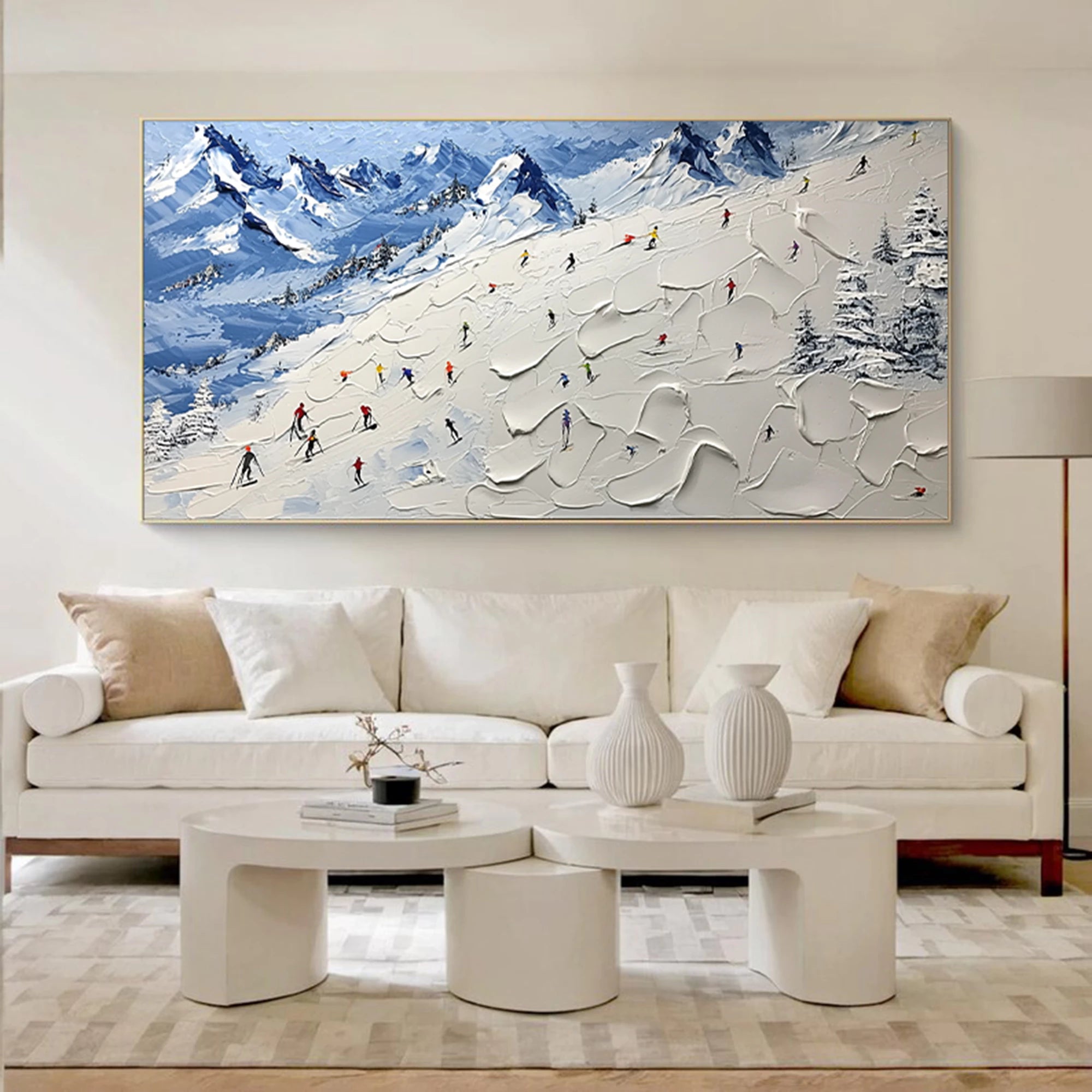 3D Impasto Winter Skiing Wall Art #AS278