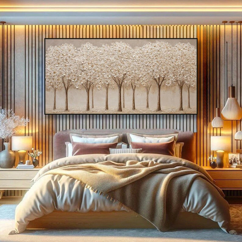 Textured White Blossom Tree Wall Art #FT118