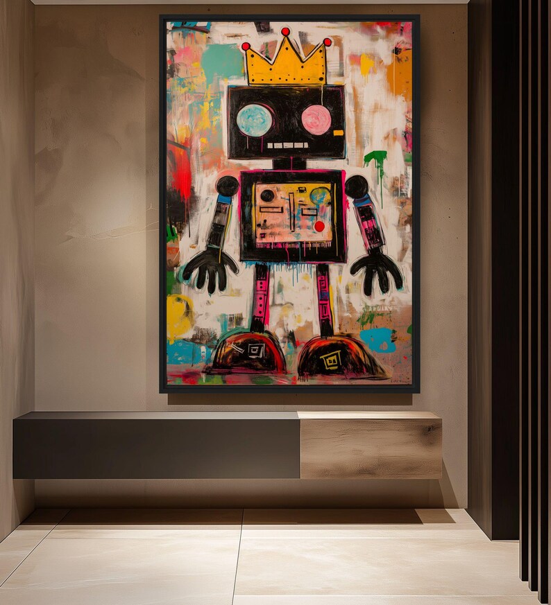 Street Graffiti Style Robot Decorative Wall Art #PO368