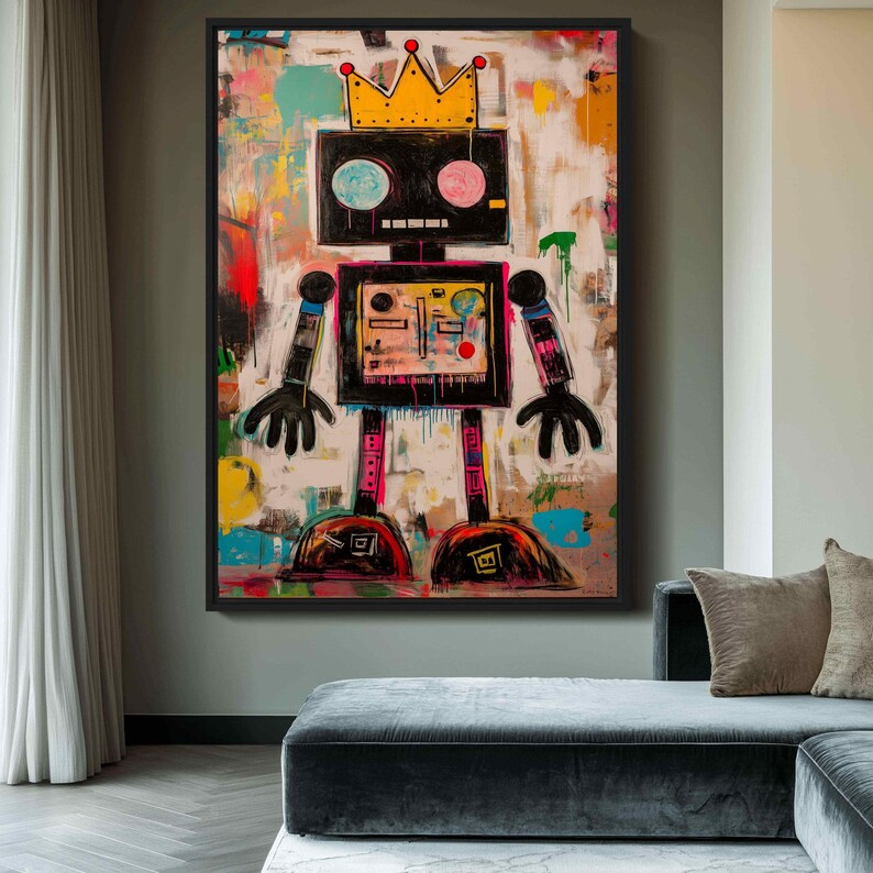 Street Graffiti Style Robot Decorative Wall Art #PO368