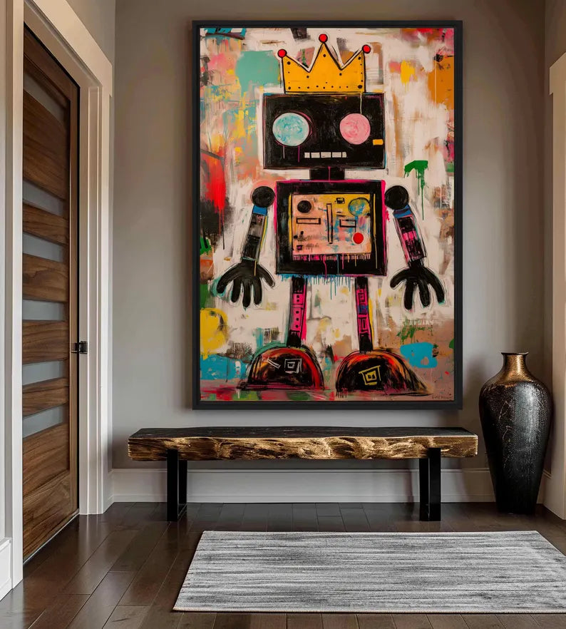 Street Graffiti Style Robot Decorative Wall Art #PO368