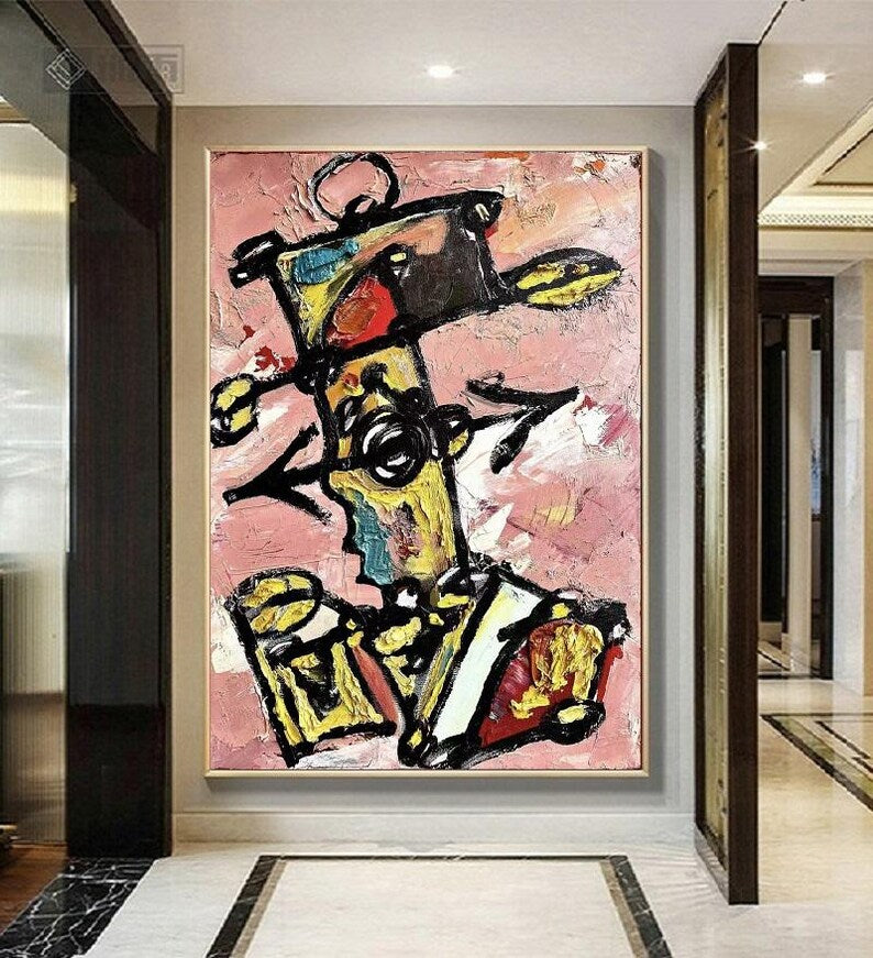 Contemporary Contrasting Color Abstract Oil Painting #PO382