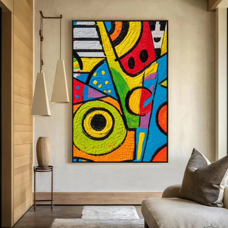Pop Style Impasto Colorful Abstract Art #PO366