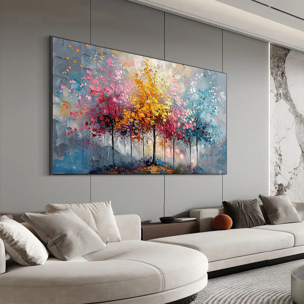 Vibrant Colorful Tree Oil Painting #FT515