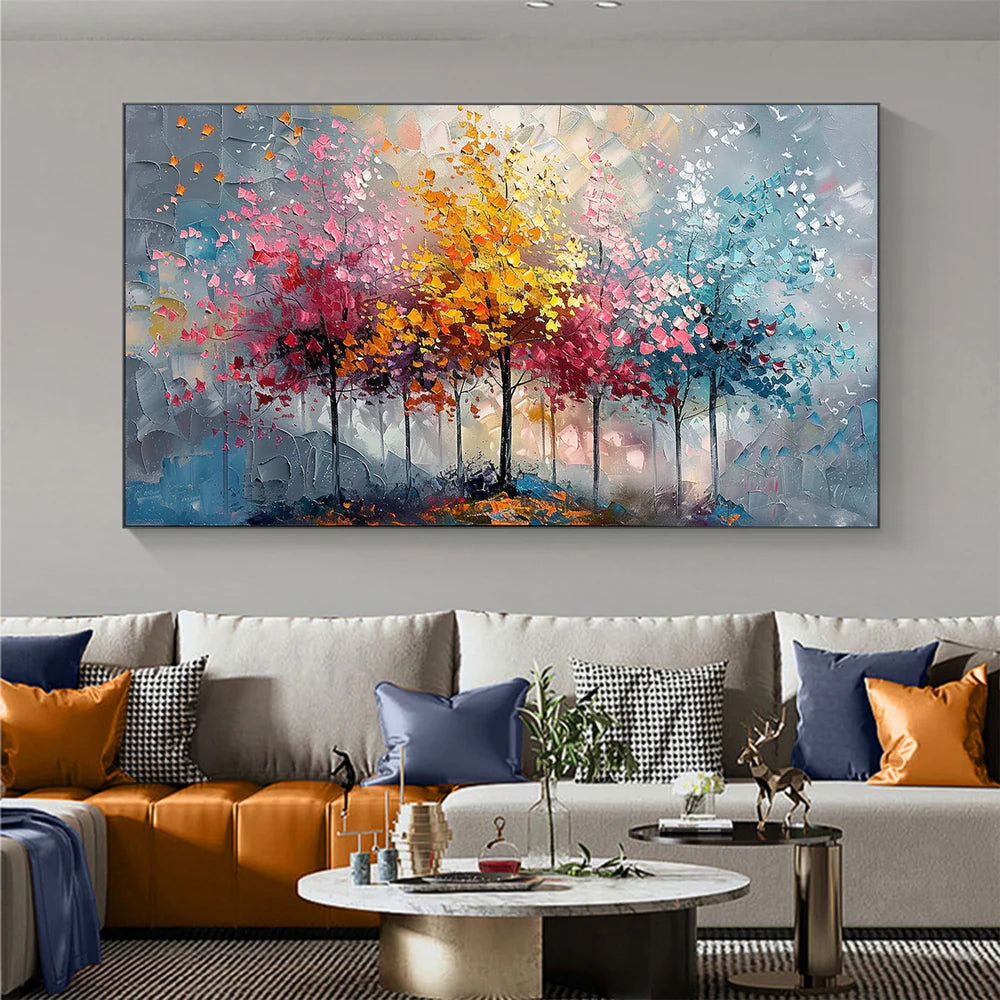 Vibrant Colorful Tree Oil Painting #FT515
