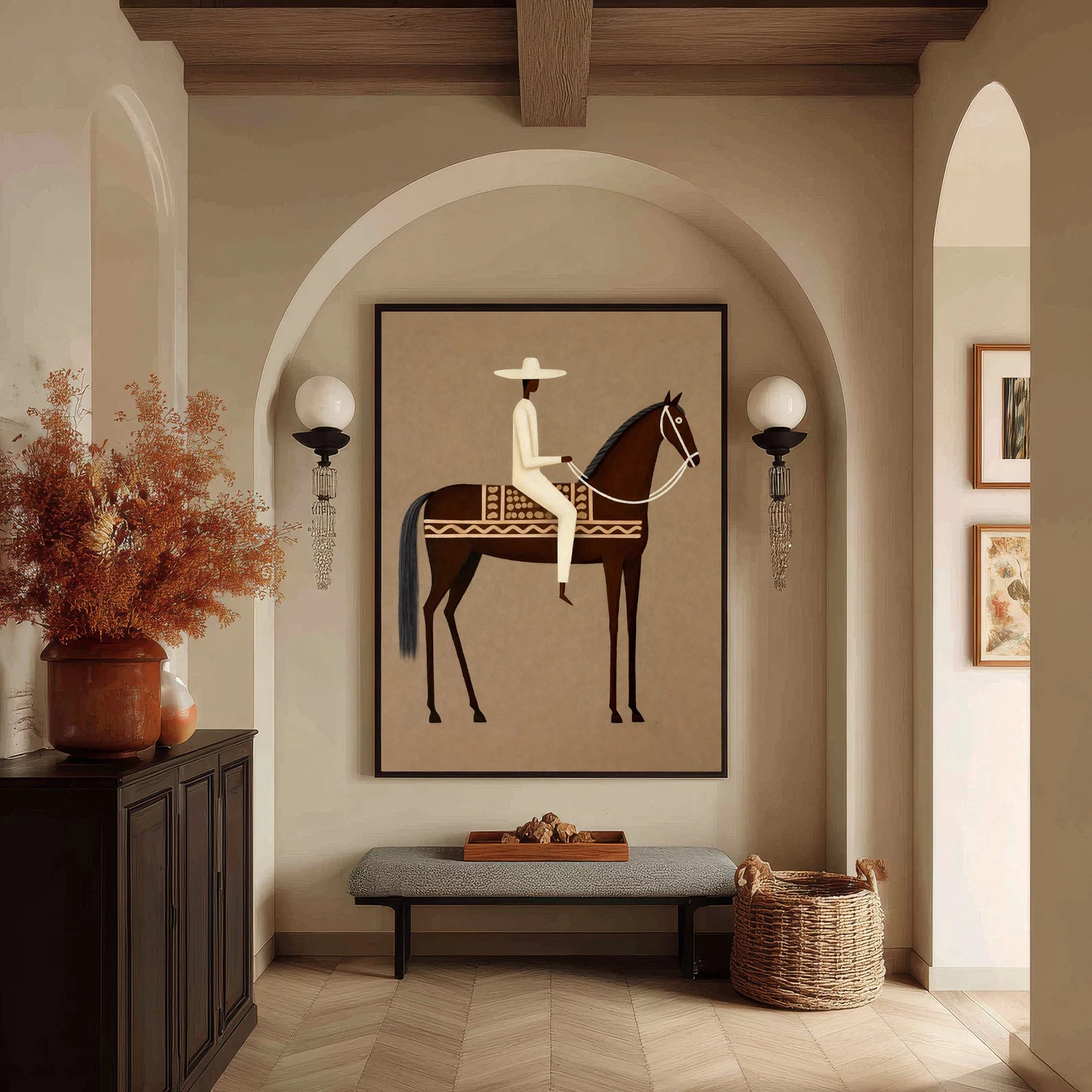 Minimalist Cowboy on Horse Wall Art #AB556