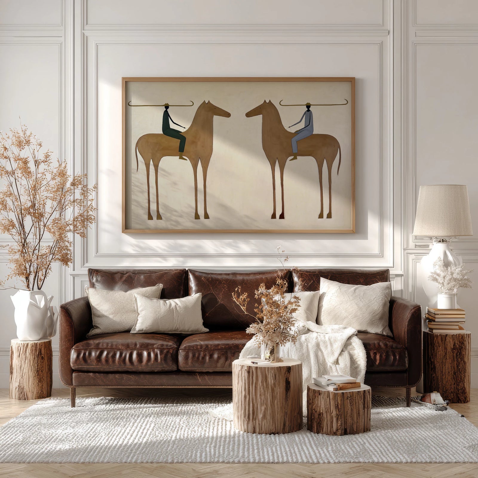 Contemporary Neutral Abstract Horse Oil Painting #AB611