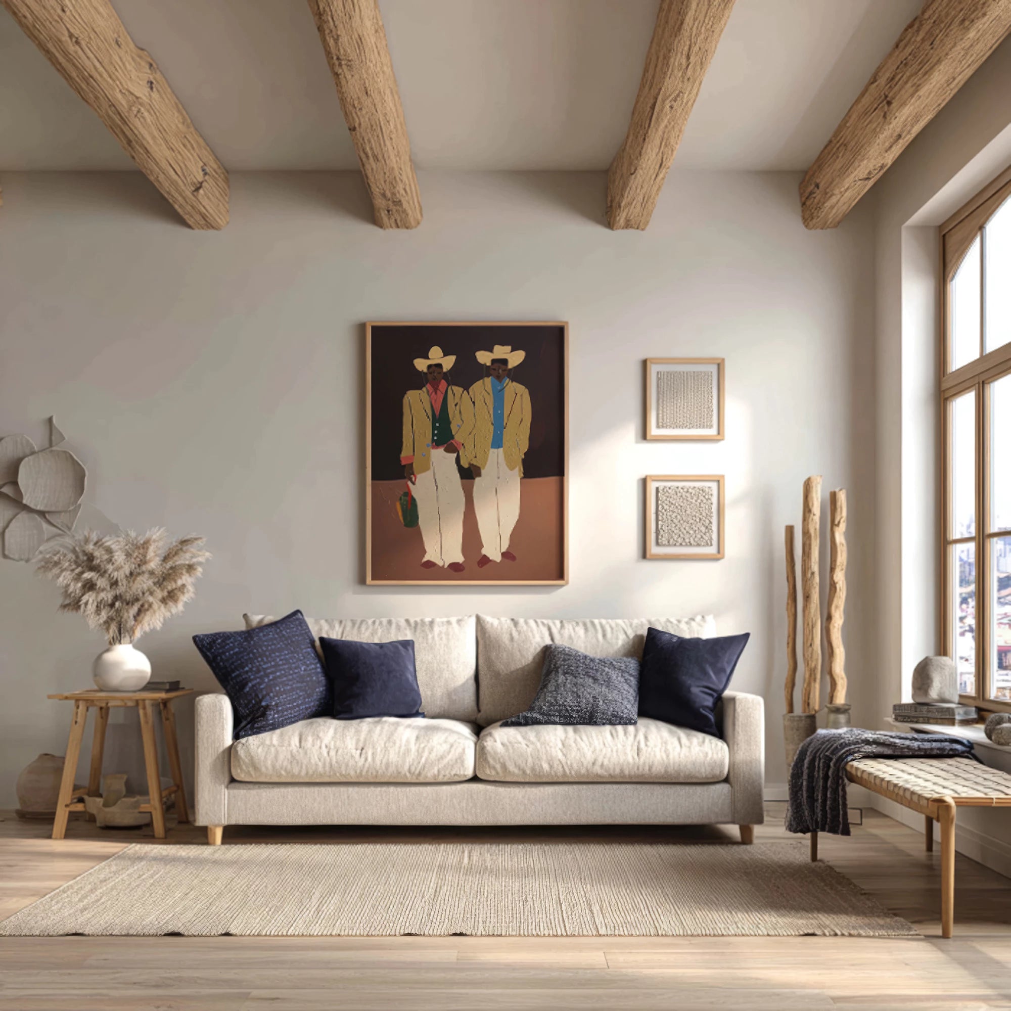 Stylish Cowboy Duo Western Modern Canvas Wall Art #AB552
