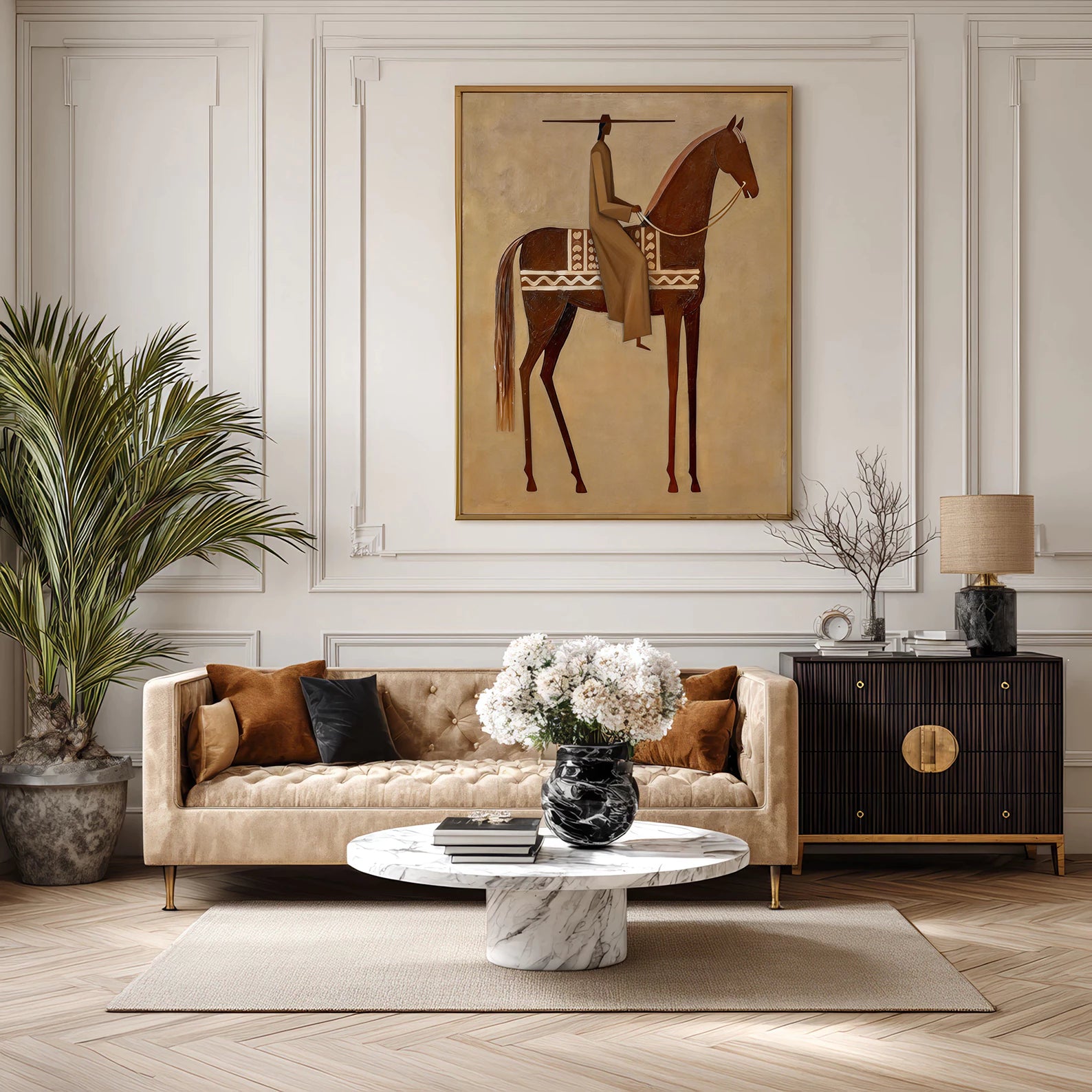 Vintage Equestrian Horse Rider Painting #AB562