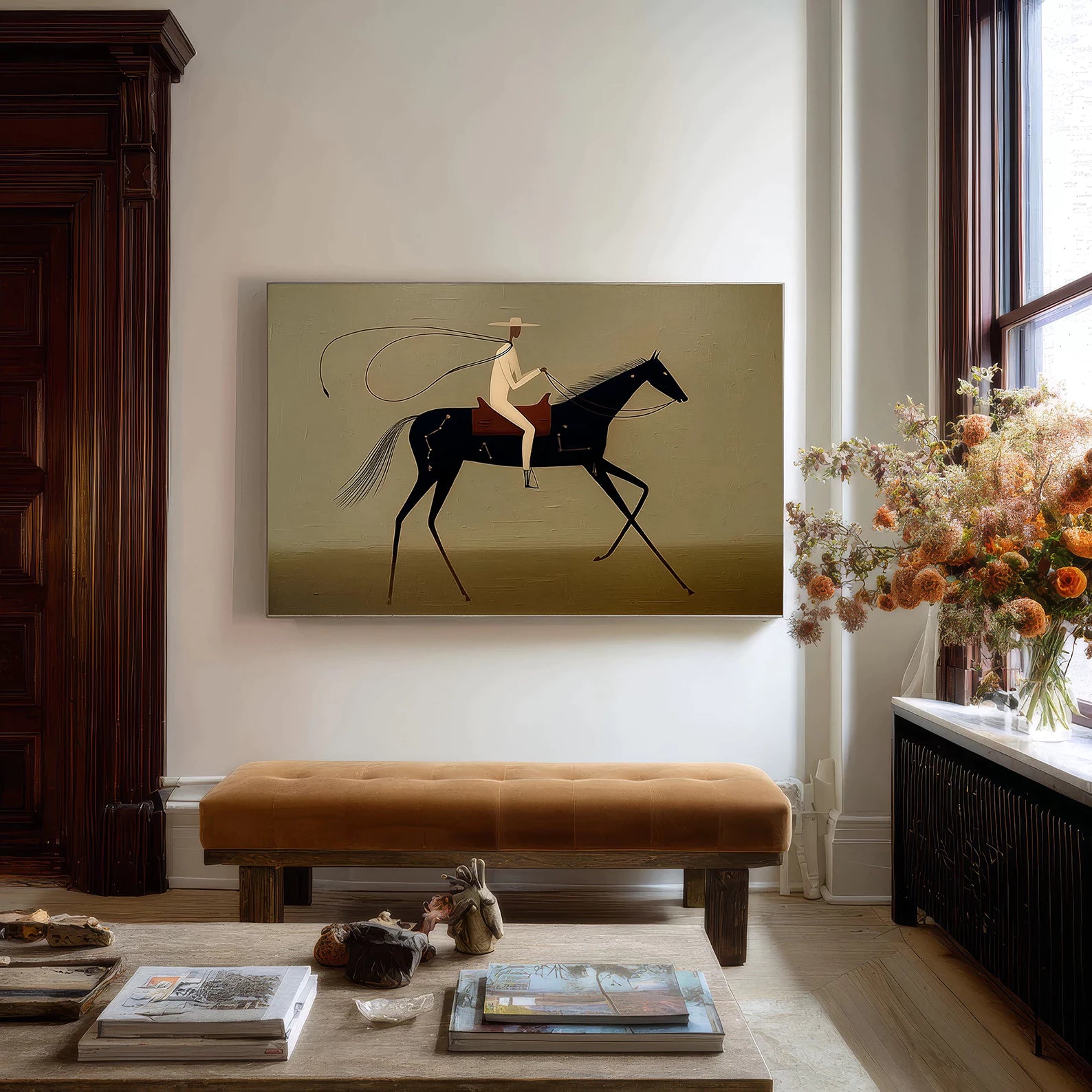 Western Minimalist Horse Rider Art #AB625