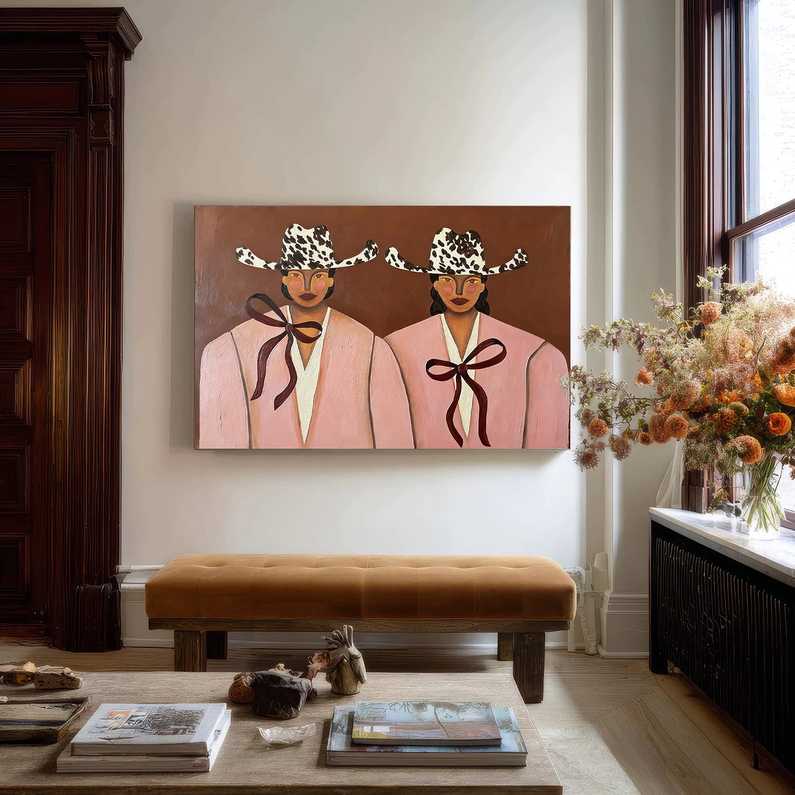 Pink Cowgirls Portrait Wall Art Print #AB614