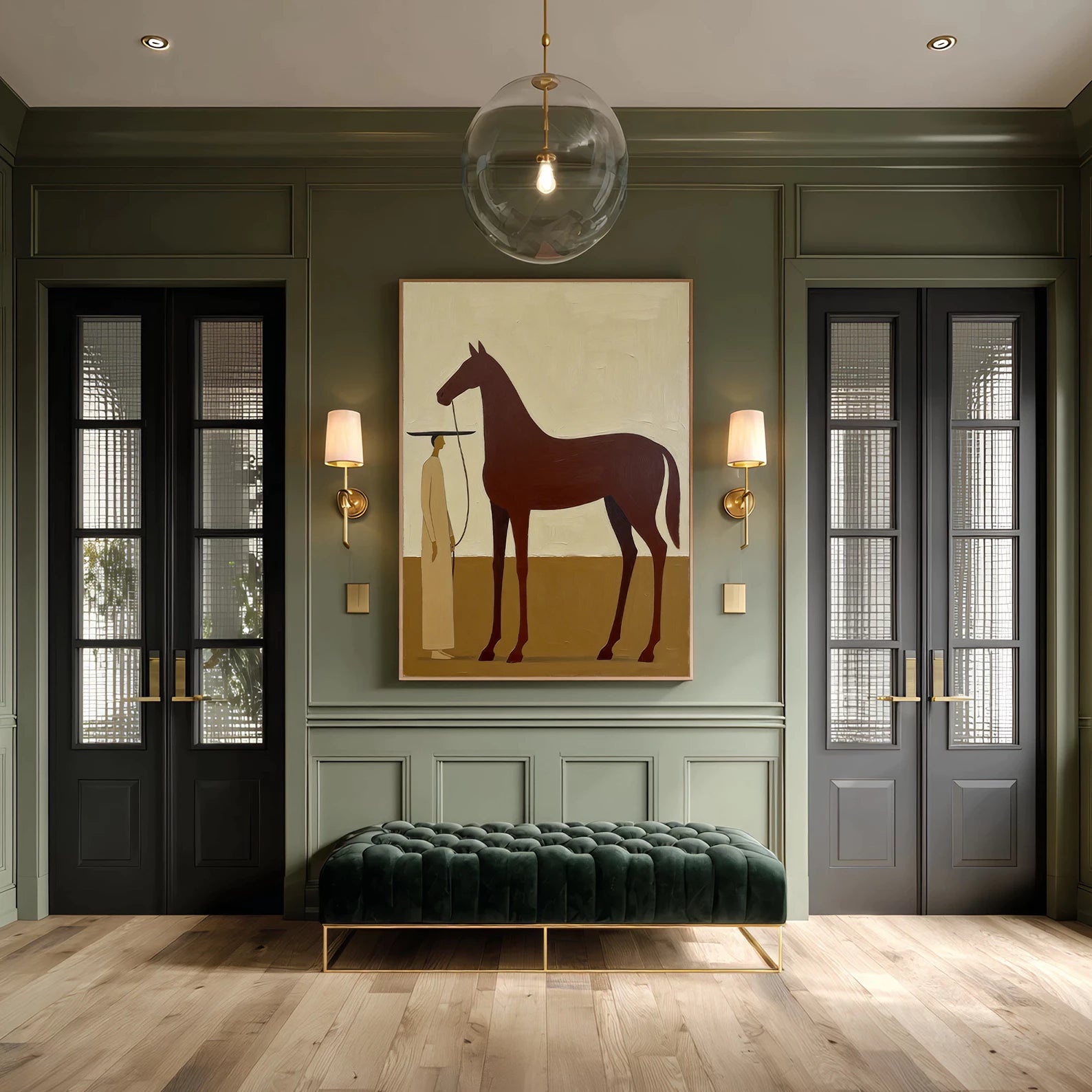 Minimalist Horse & Figure Wall Art #AB561