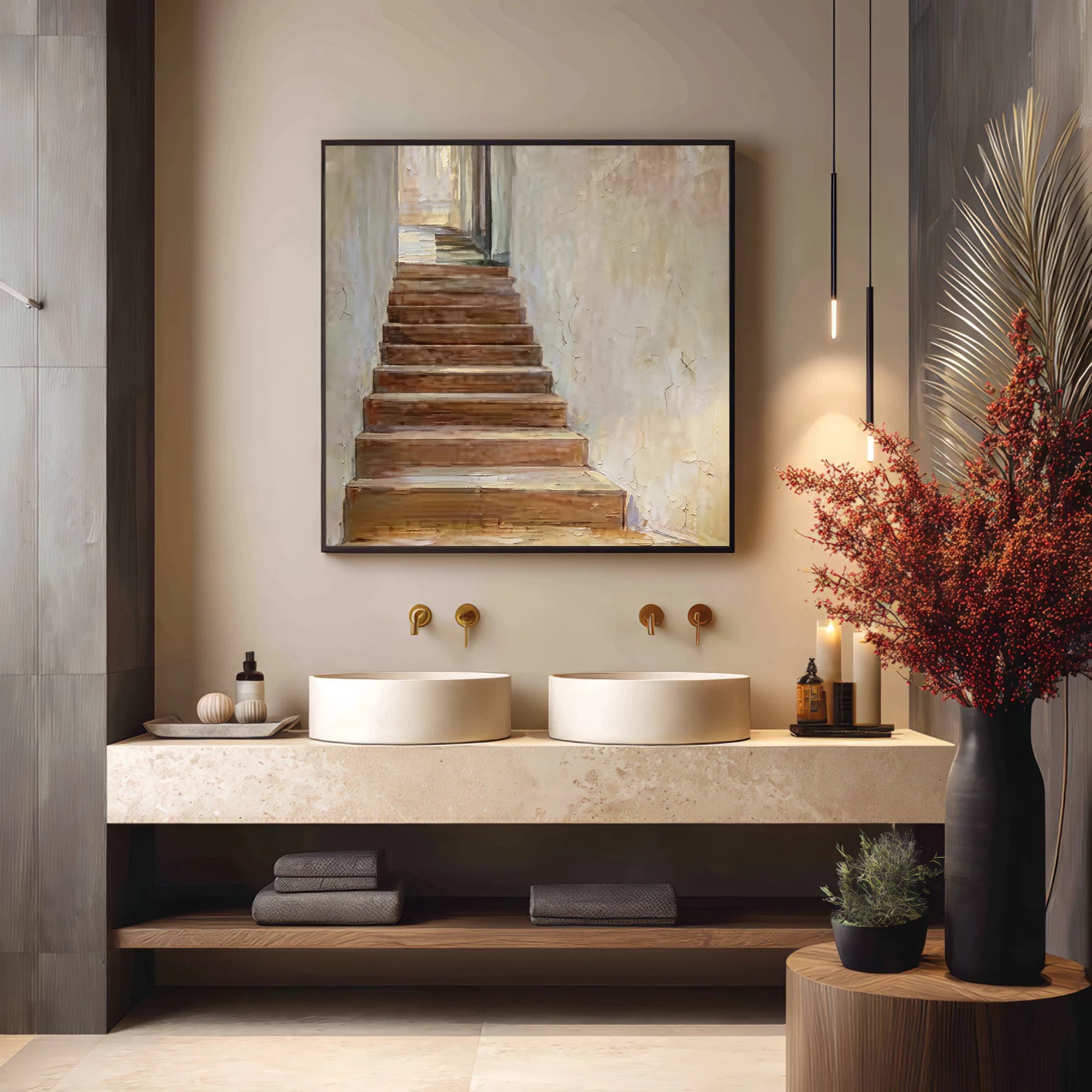 Wabi-Sabi Vintage Stairway Wall Art #WA98