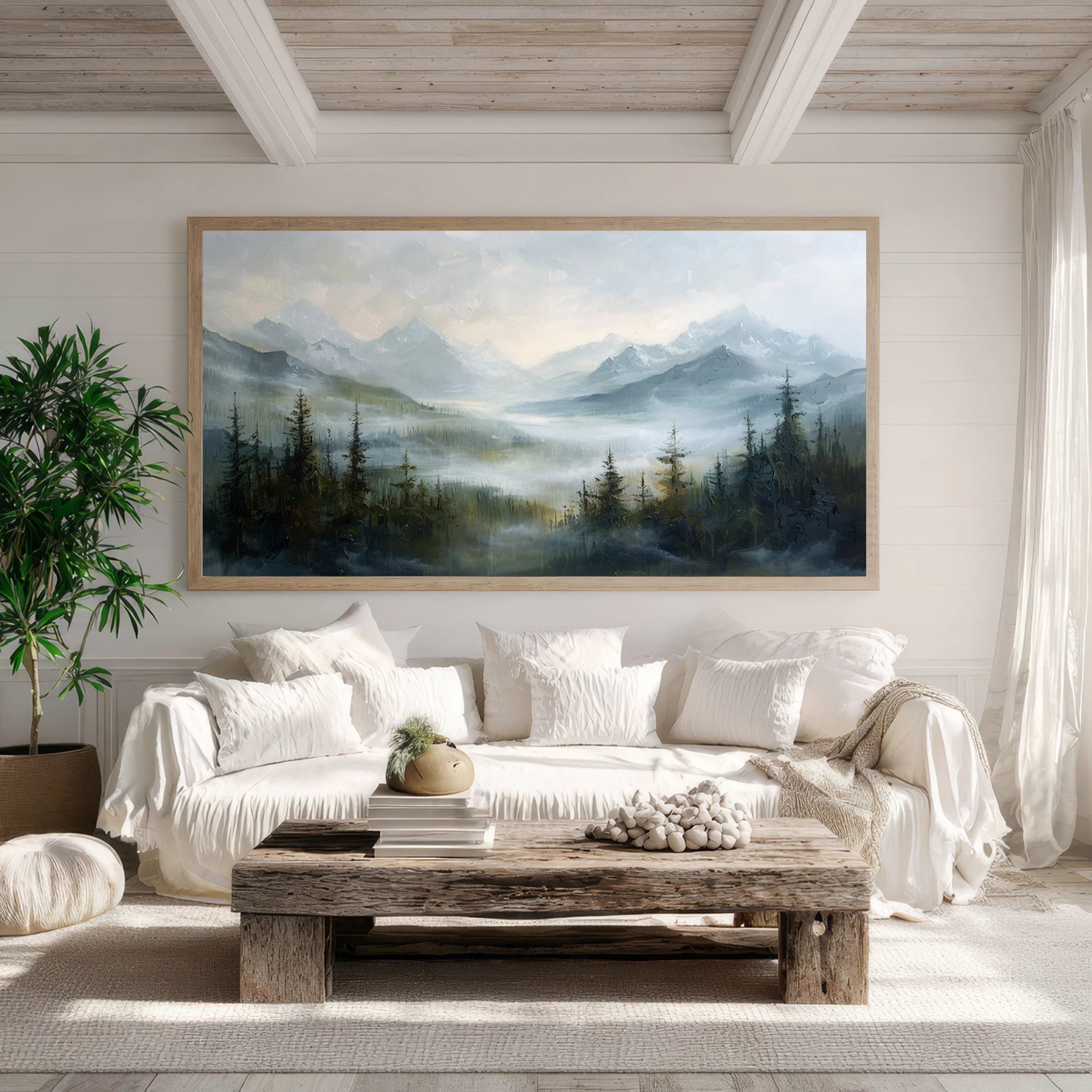 Misty Mountain Landscape Oil Painting #FT65