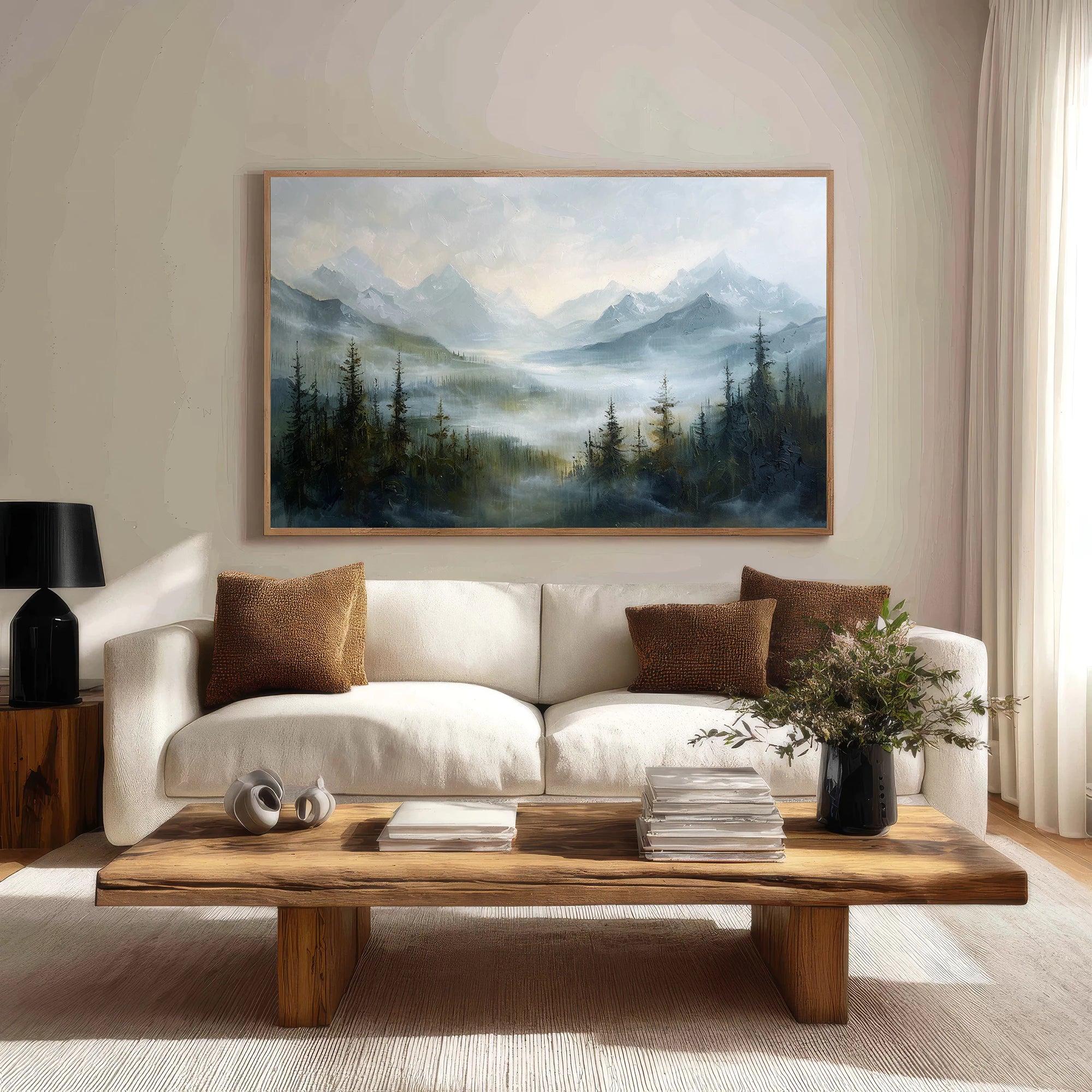 Misty Mountain Landscape Oil Painting #FT65