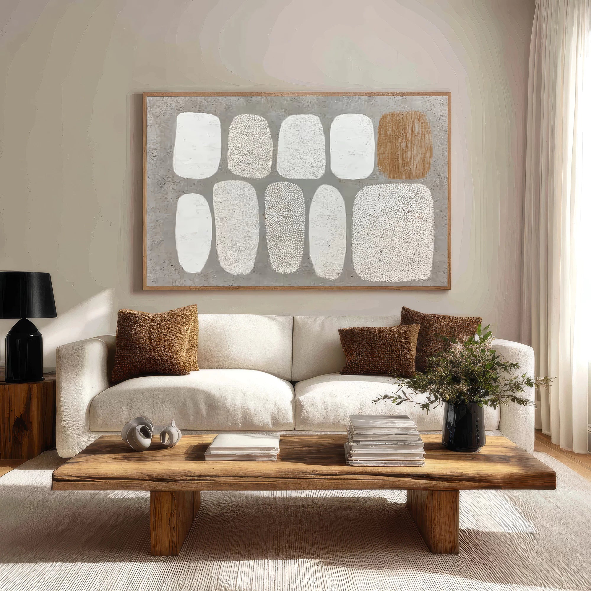 Gray & White Minimalist Impasto Canvas Art #WA66