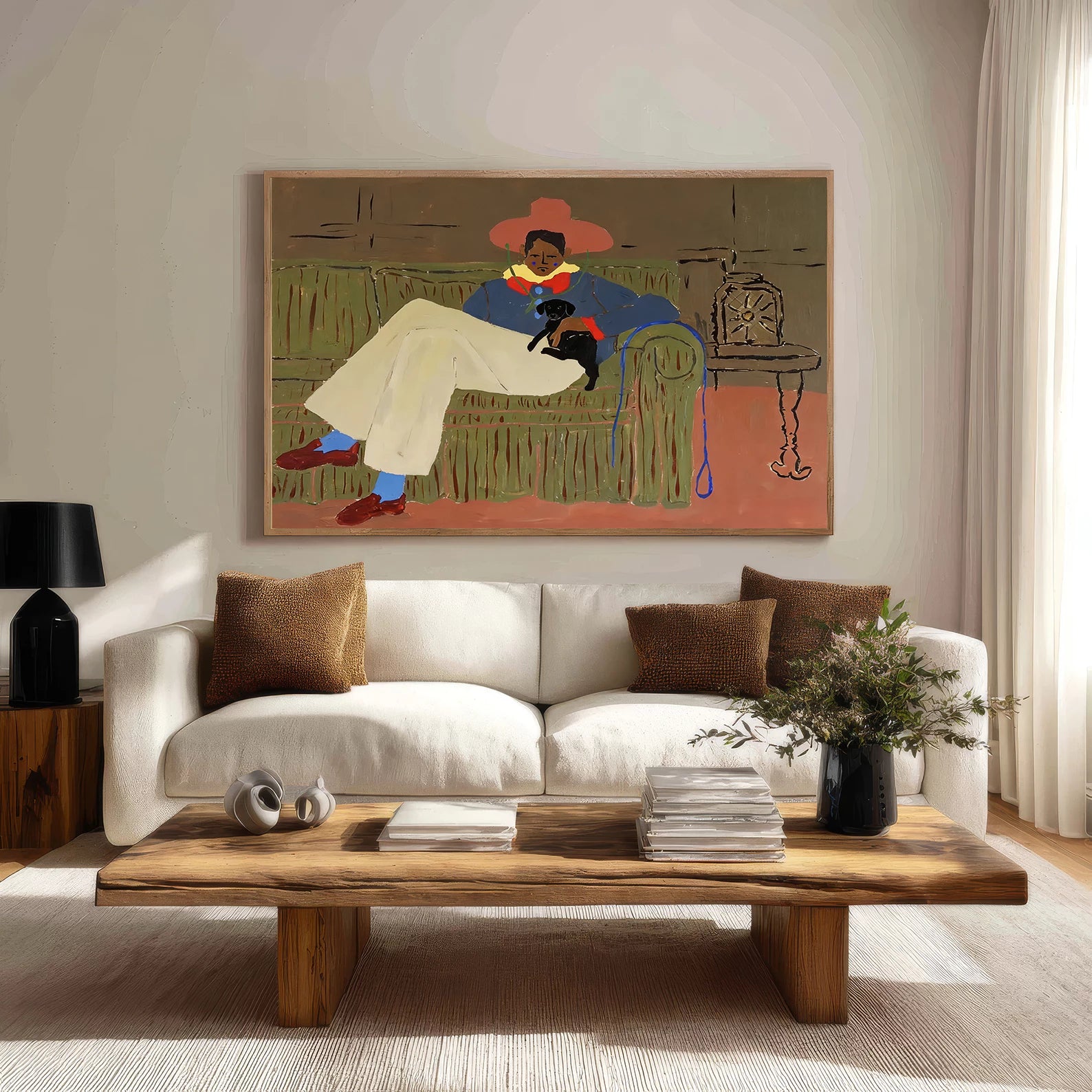 Vibrant Man & Dog Wall Art #AB612