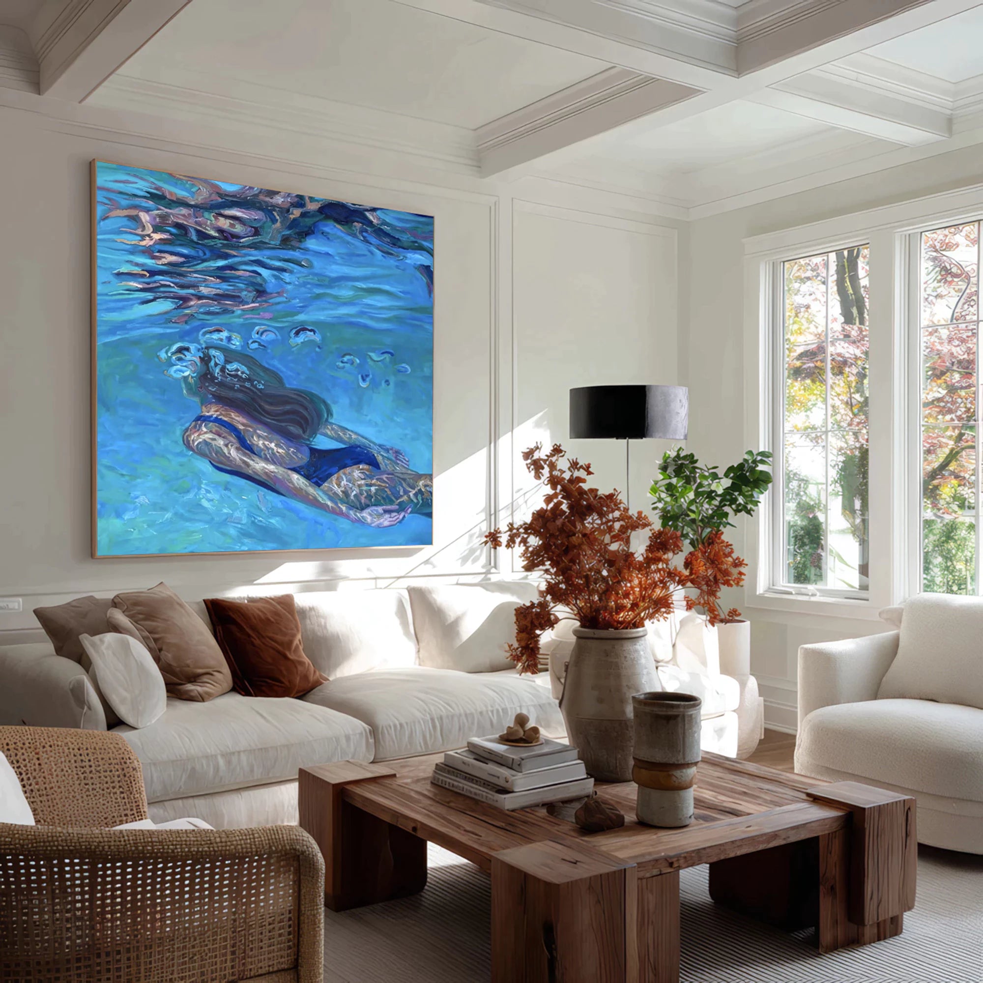 Modern Swimming Woman Oil Painting #AB329