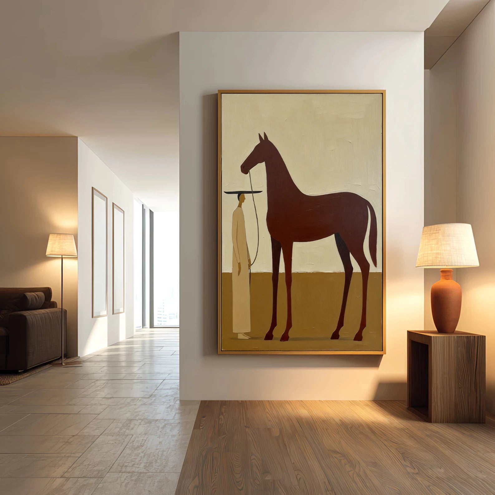 Minimalist Horse & Figure Wall Art #AB561