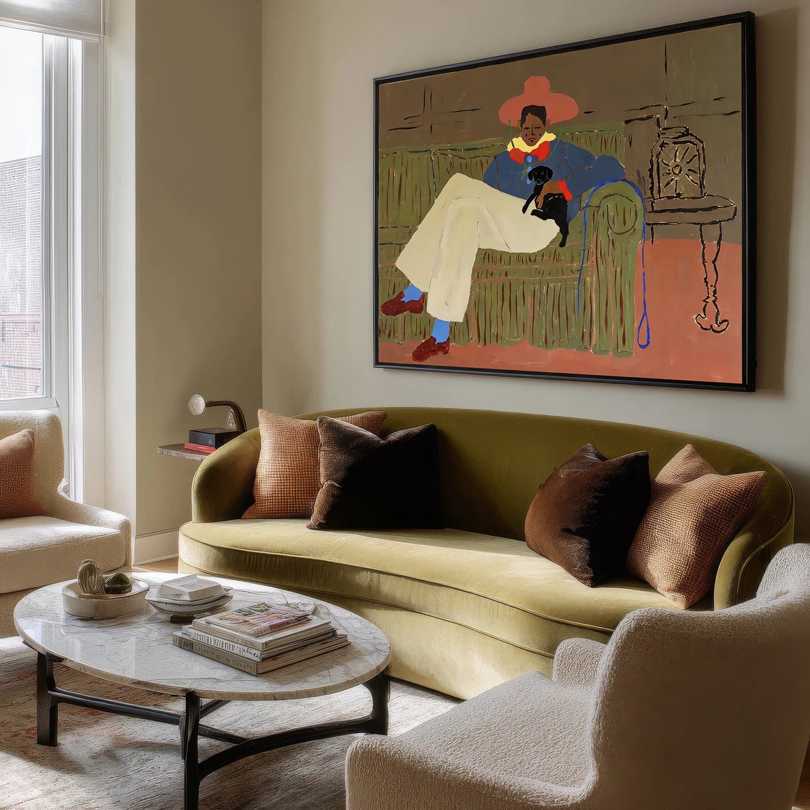 Vibrant Man & Dog Wall Art #AB612