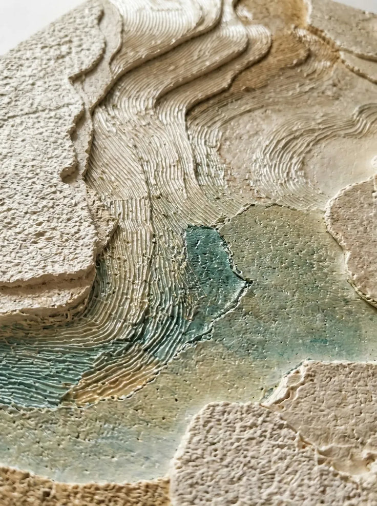 Beige & Sage Textured Wall Art for Living Room, Organic Wabi Sabi Abstract Painting #AA8J7O43