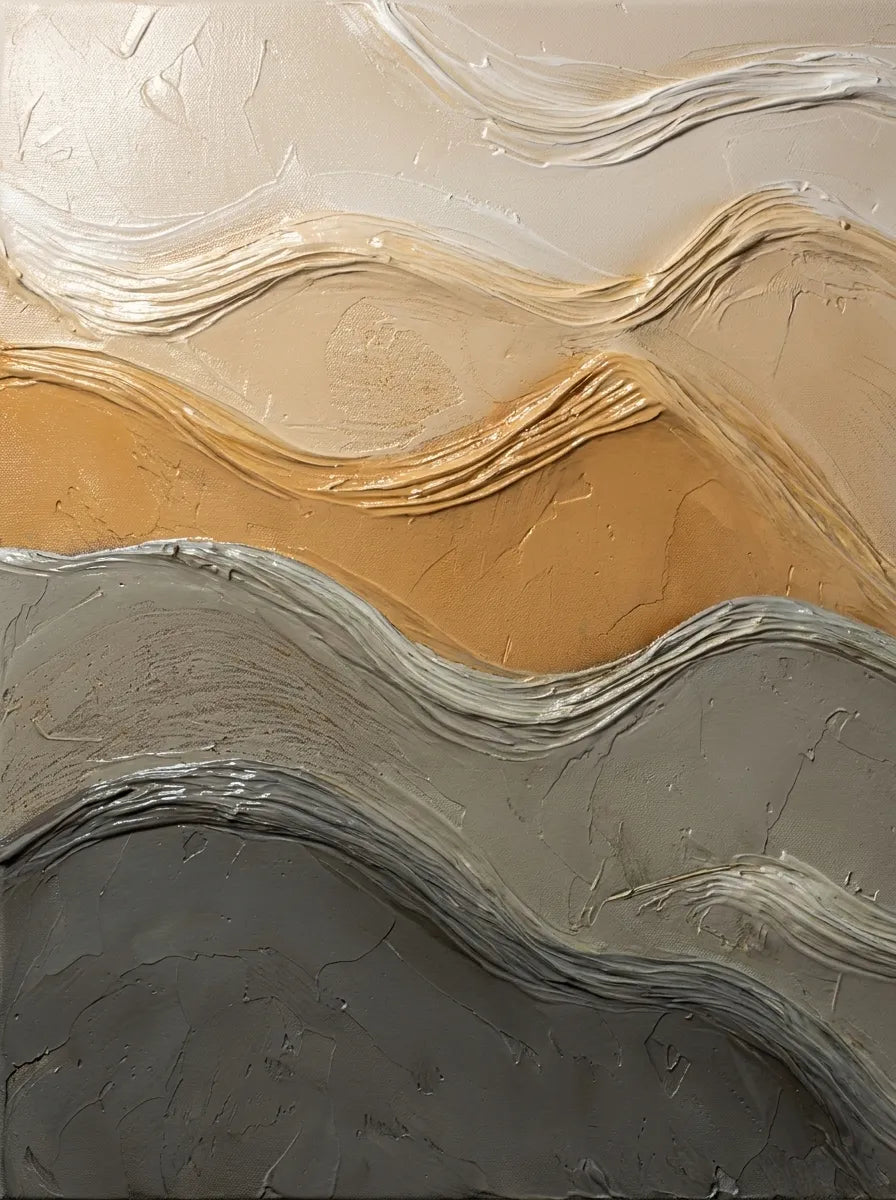 Beige Textured Wall Art for Living Room, Warm Wabi Sabi Abstract Landscape Painting #XHJVAZGO