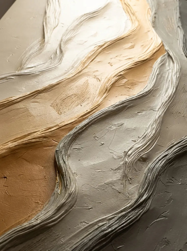 Beige Textured Wall Art for Living Room, Warm Wabi Sabi Abstract Landscape Painting #XHJVAZGO