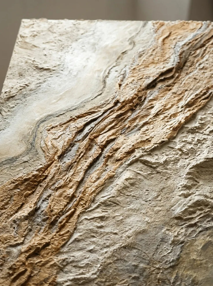 Beige Textured Wall Art for Living Room, Organic Wabi Sabi Abstract Landscape #OGKK7MTG