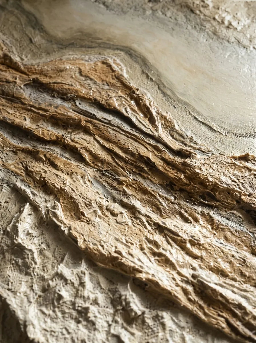 Beige Textured Wall Art for Living Room, Organic Wabi Sabi Abstract Landscape #OGKK7MTG