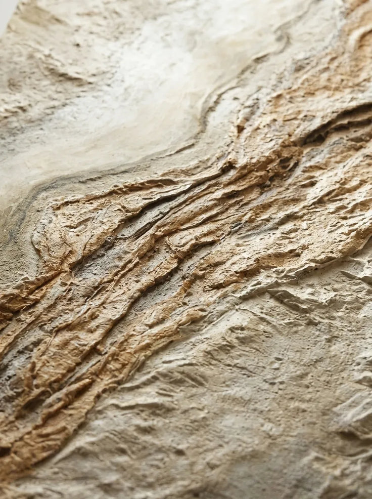 Beige Textured Wall Art for Living Room, Organic Wabi Sabi Abstract Landscape #OGKK7MTG