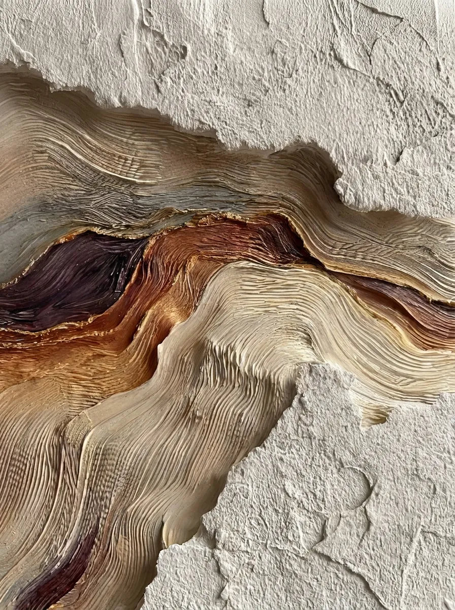 Beige & Rust Textured Wall Art for Living Room, Organic Wabi Sabi Abstract Painting #S8IVN8V4