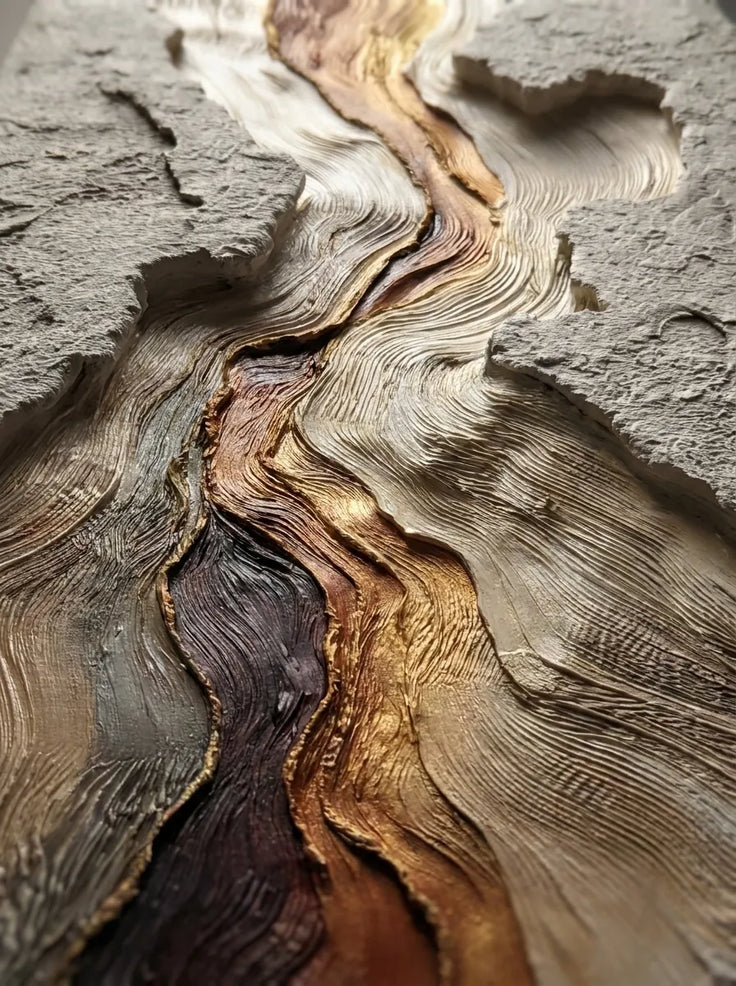 Beige & Rust Textured Wall Art for Living Room, Organic Wabi Sabi Abstract Painting #S8IVN8V4