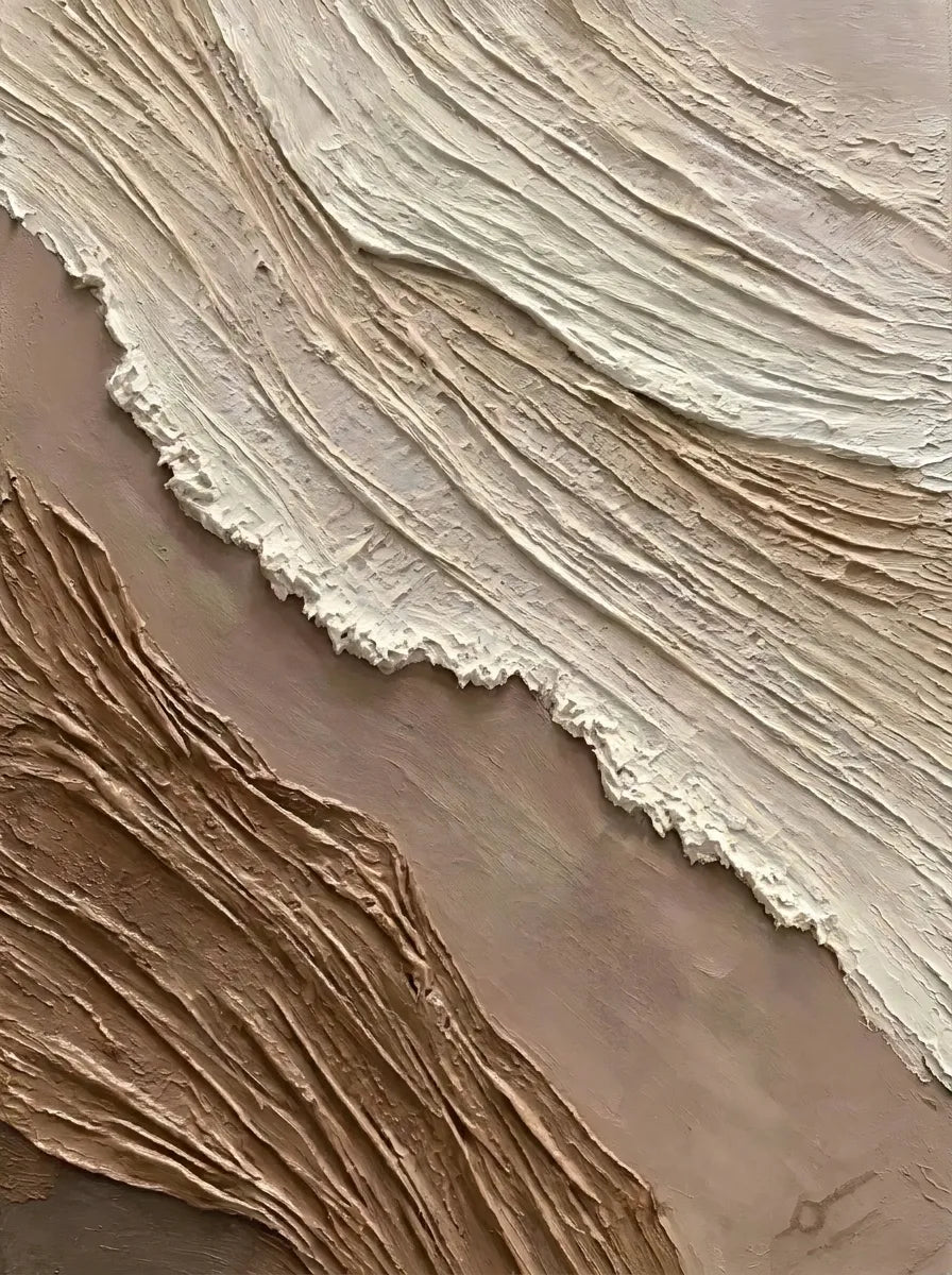 Beige & Warm Brown Textured Wall Art for Bedroom, Organic Wabi Sabi Abstract Painting #34GYWE4F