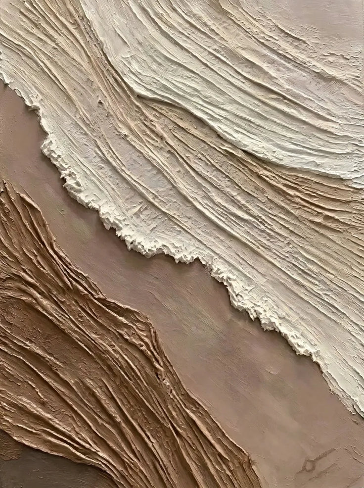 Beige & Warm Brown Textured Wall Art for Bedroom, Organic Wabi Sabi Abstract Painting #34GYWE4F