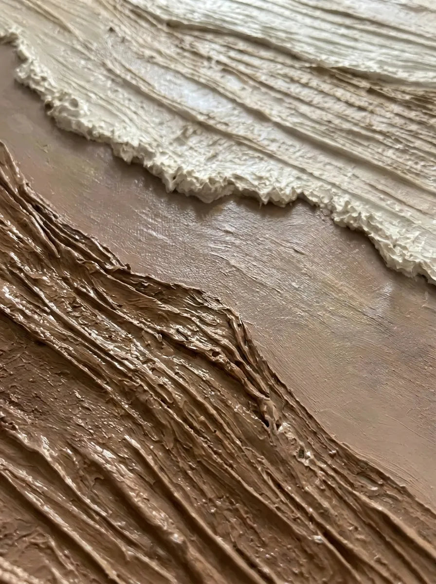 Beige & Warm Brown Textured Wall Art for Bedroom, Organic Wabi Sabi Abstract Painting #34GYWE4F