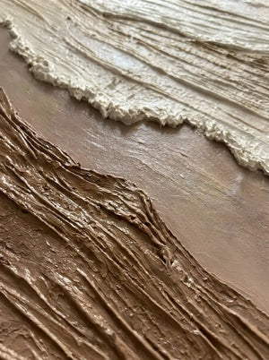 Beige & Warm Brown Textured Wall Art for Bedroom, Organic Wabi Sabi Abstract Painting #34GYWE4F