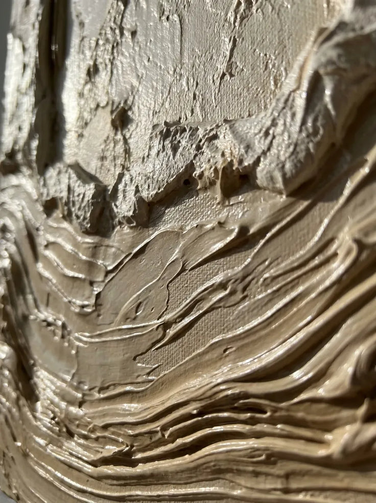 Beige Textured Wall Art for Entryway, Organic Wabi Sabi Abstract Painting #H1EAKTNS