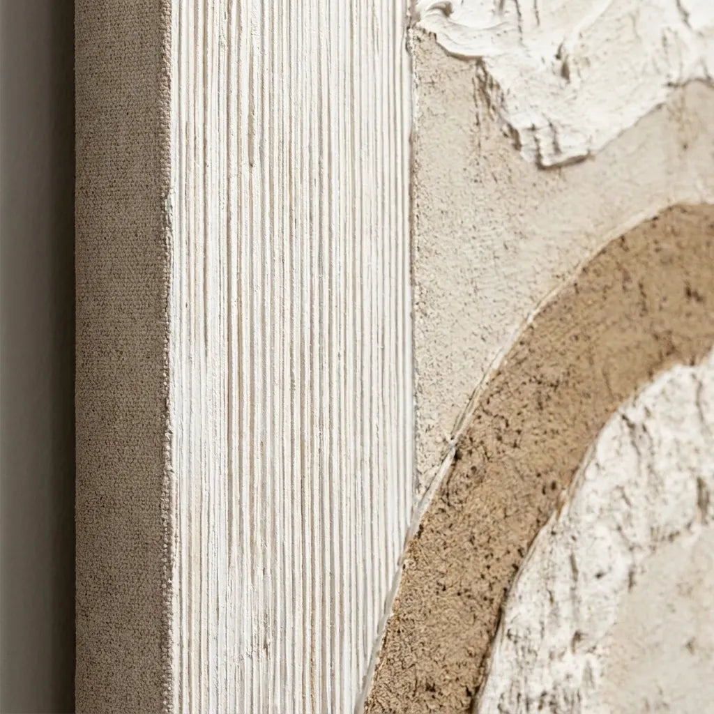 Beige Textured Wall Art for Entryway, Geometric Wabi Sabi Abstract Painting #099KIUX2