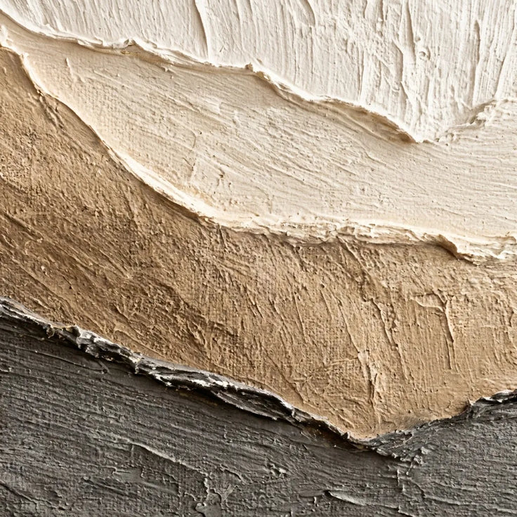 Beige & Gray Textured Wall Art for Living Room, Minimalist Wabi Sabi Abstract Painting #PMRLWXT0