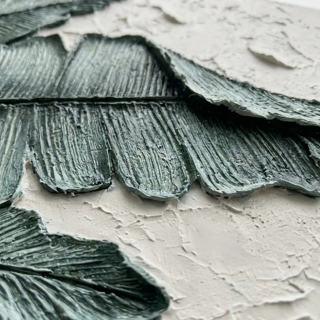 Still Canopy — Green 3D Textured Tropical Leaf Painting #QZXN7XHH
