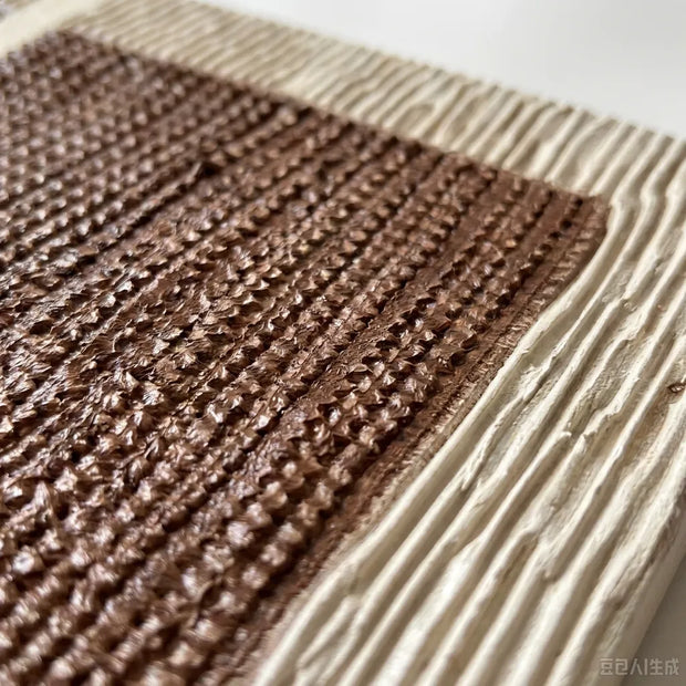 Earthen Rhythm — Brown & Cream 3D Textured Wabi Sabi Abstract Painting #JOK6OAOL