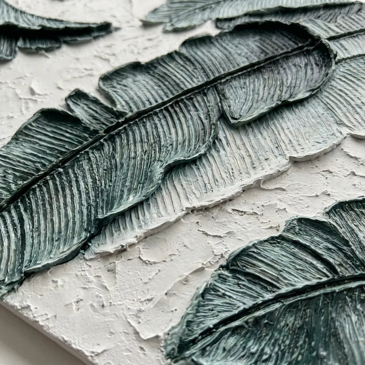 Still Canopy — Green 3D Textured Tropical Leaf Painting #QZXN7XHH