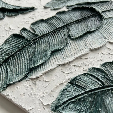 Still Canopy — Green 3D Textured Tropical Leaf Painting #QZXN7XHH