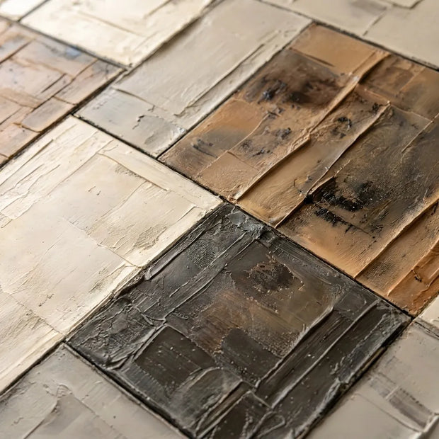 Quiet Architecture — Neutral Geometric Textured Wabi Sabi Abstract Painting #XAA4QKAD