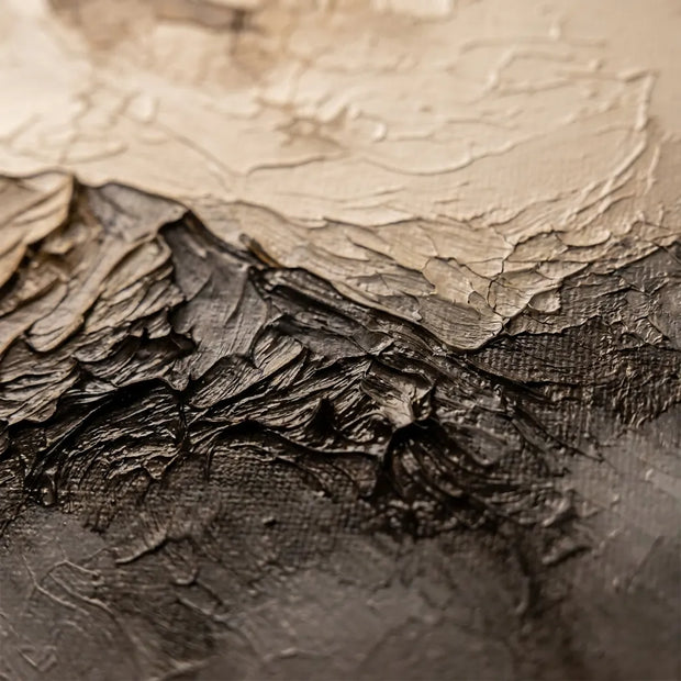 Neutral Beige Textured Mountain Art for Living Room #BKR3I78G