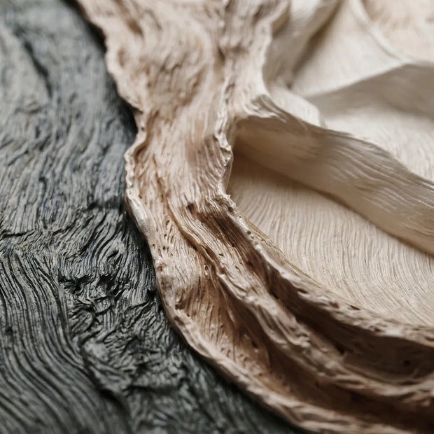 Warm Ivory Textured Abstract Wall Art for Living Room, Layered Organic Waves #IWLA4GJZ